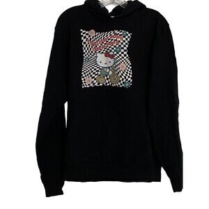 Sanrio Hello Kitty Hoodie~Womens M Med Medium~Black/White~Y2K~Anime~CUTE!